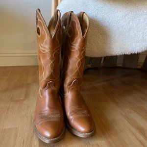 Womens Size 9 Cognac Leather Cowboy Boots